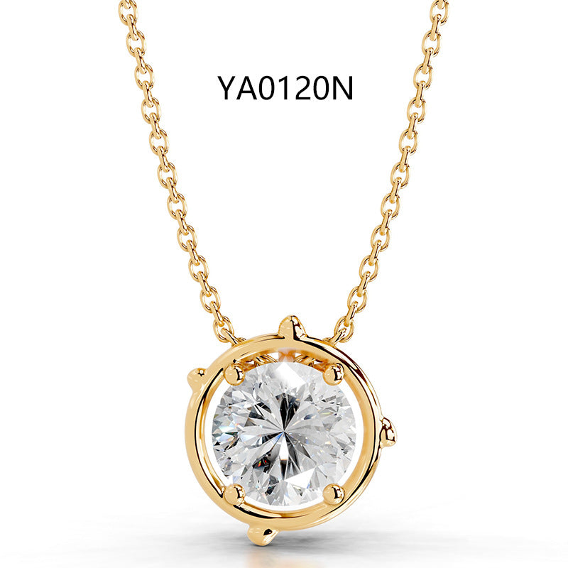 2CT Moissanite Pendant Gold Necklace