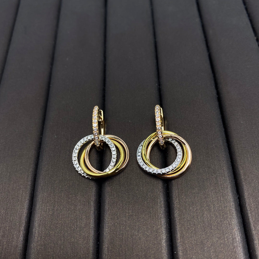 CARTIER TRINITY EARRINGS GOLD DIAMOND
