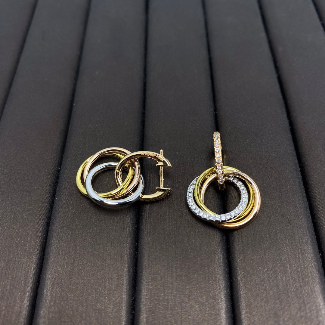 CARTIER TRINITY EARRINGS GOLD DIAMOND