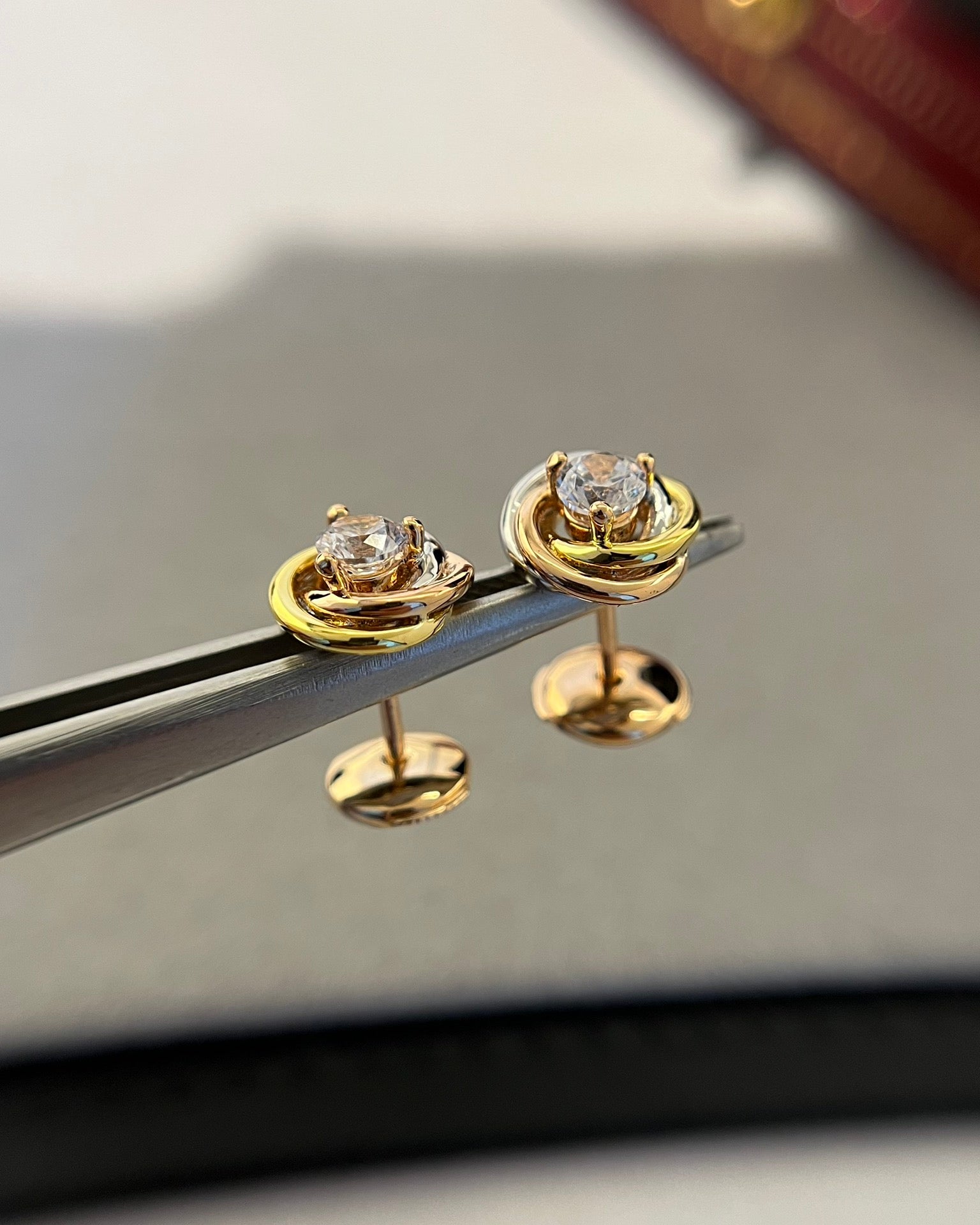 CARTIER TRINITY DIAMOND MINI STUD EARRINGS