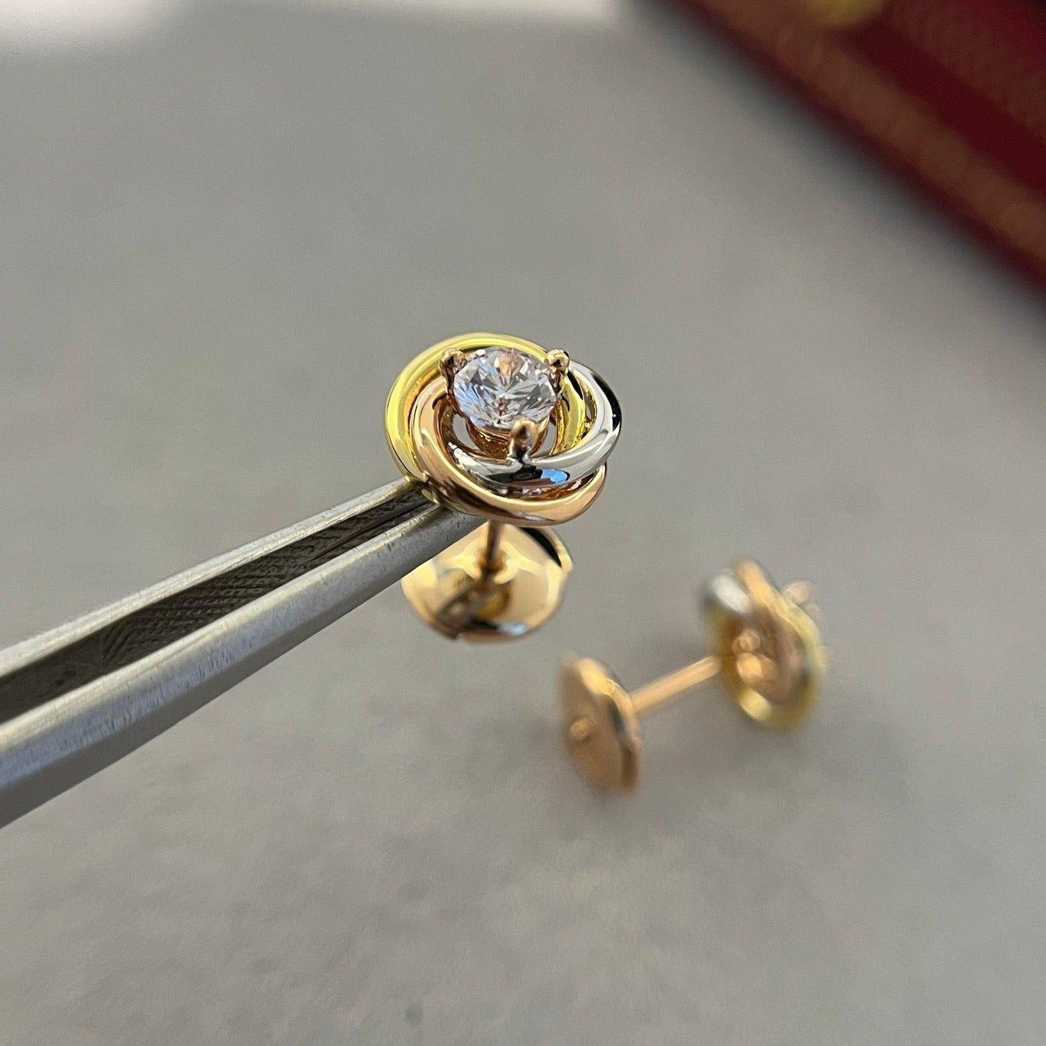 CARTIER TRINITY DIAMOND MINI STUD EARRINGS