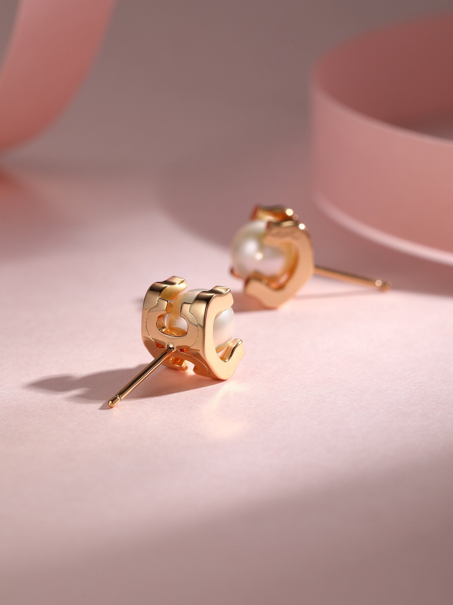 CARTIER AKOYA PEARLS 6MM PINK GOLD STUD EARRINGS