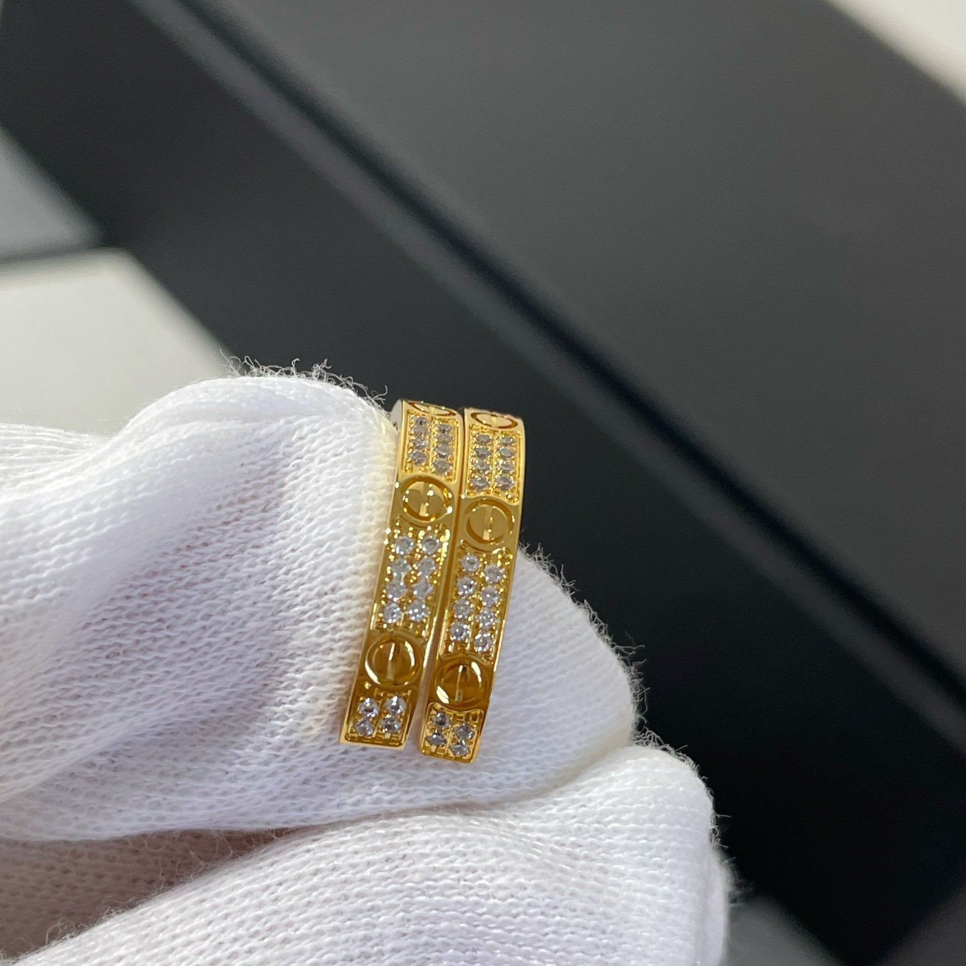 CARTIER LOVE DIAMOND GOLD HOOP EARRINGS