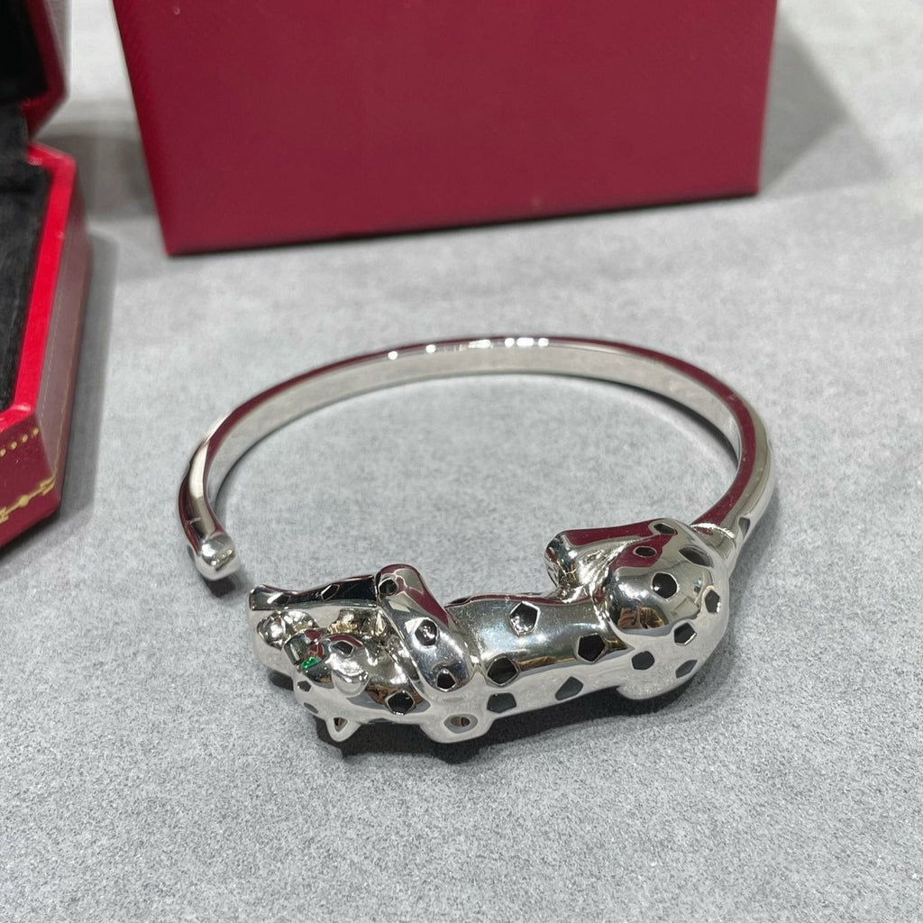 CARTIER PANTHERE SILVER ONYX OPEN BRACELET