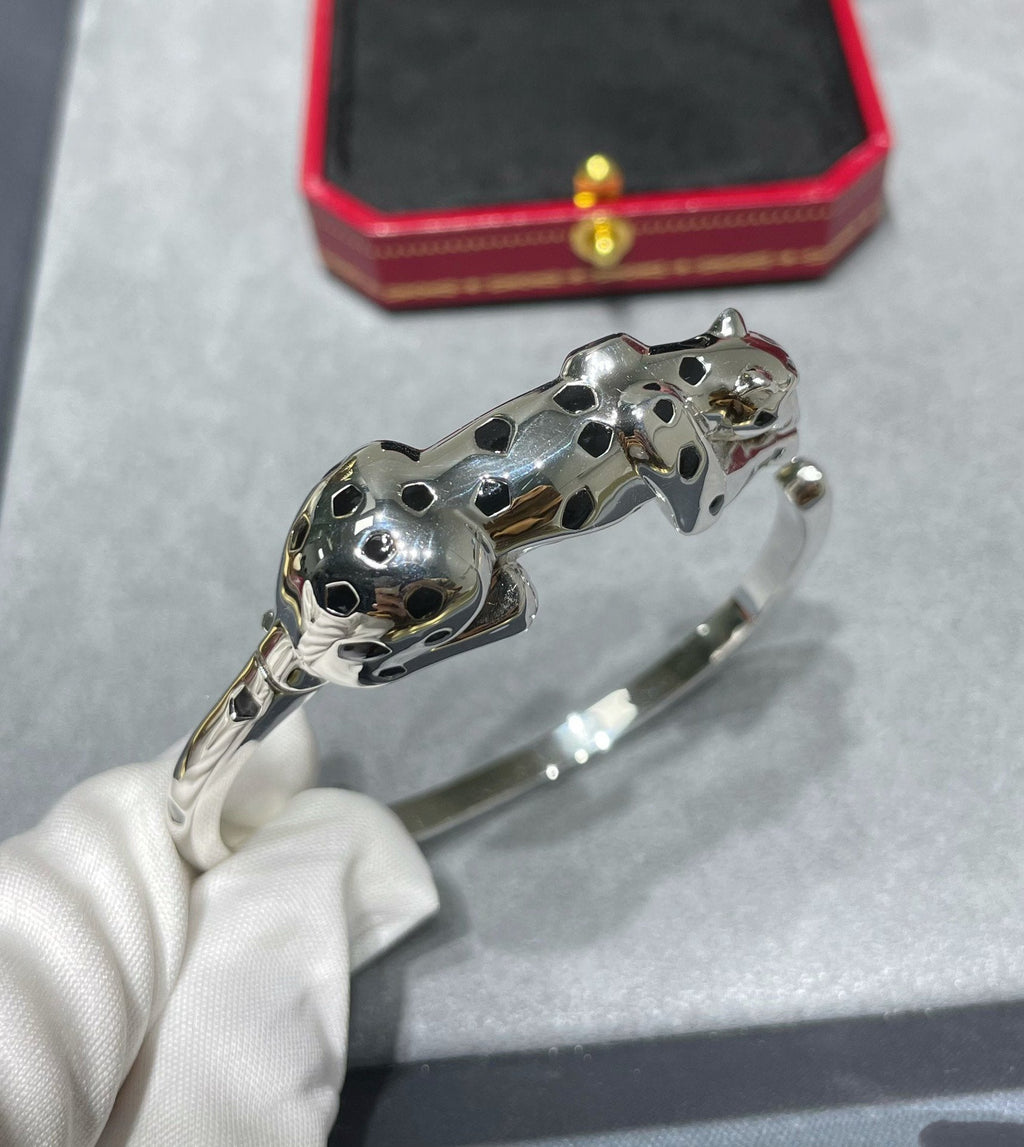 CARTIER PANTHERE SILVER ONYX OPEN BRACELET