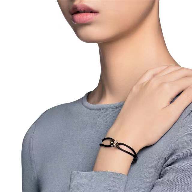 CARTIER TRINITY PINK GOLD SILVER GOLD TEXTILE BRACELET