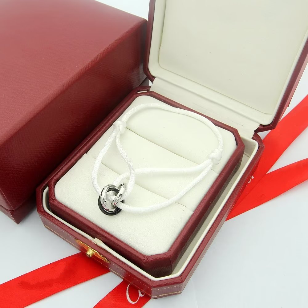 CARTIER TRINITY SILVER GREY TEXTILE BRACELET