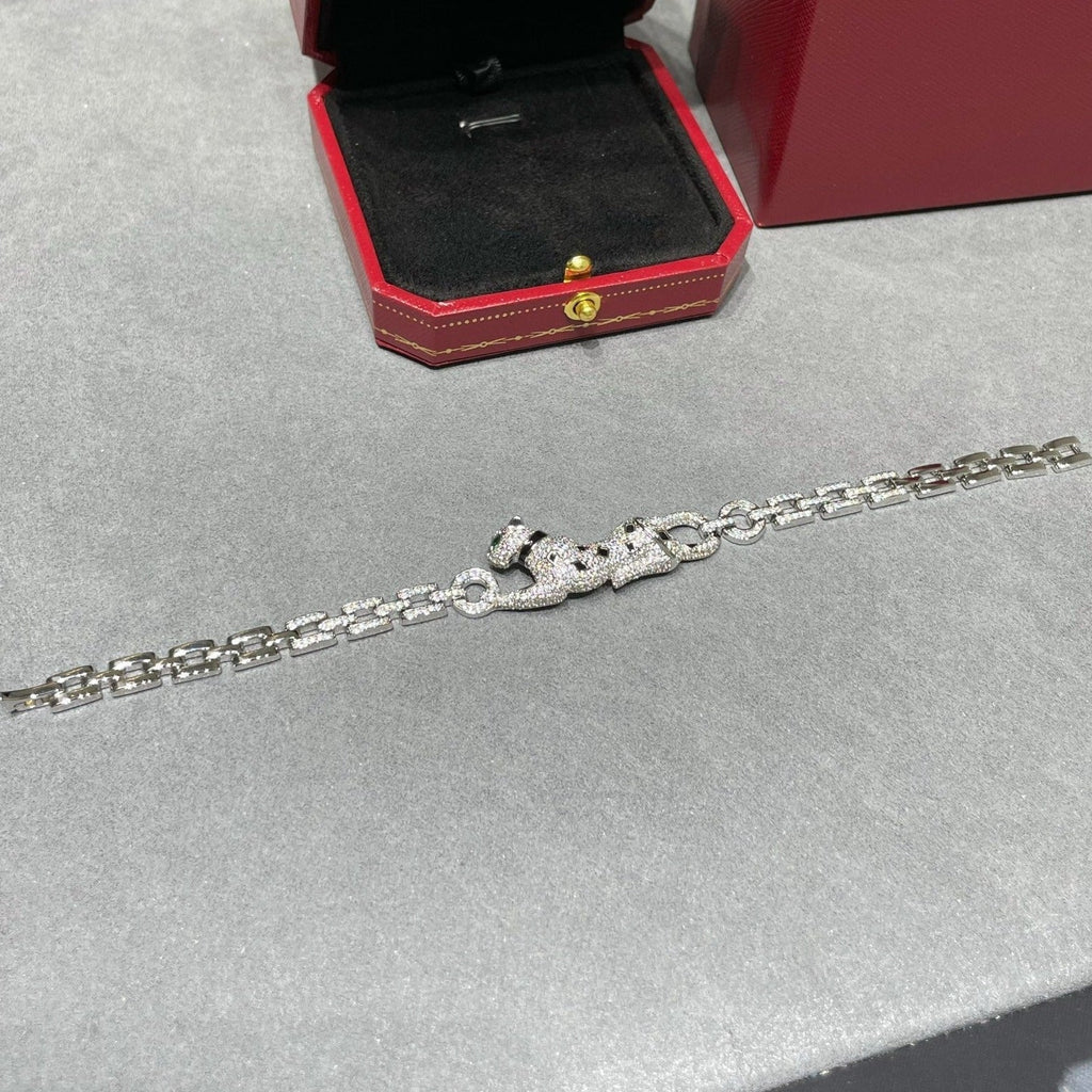 CARTIER PANTHERE DE CARTI SILVER DIAMOND ONYX BRACELET