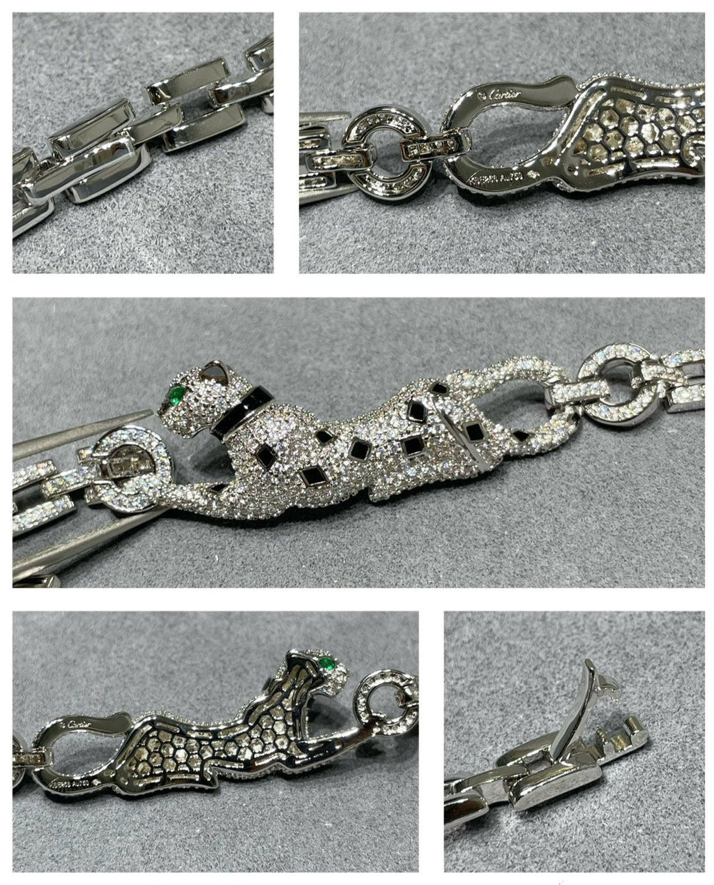 CARTIER PANTHERE DE CARTI SILVER DIAMOND ONYX BRACELET