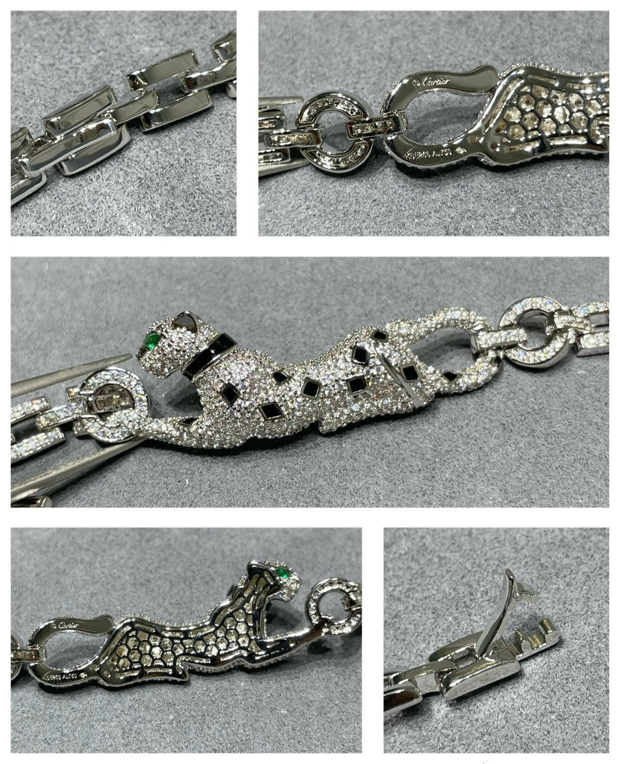 CARTIER PANTHERE DE CARTI SILVER DIAMOND ONYX BRACELET