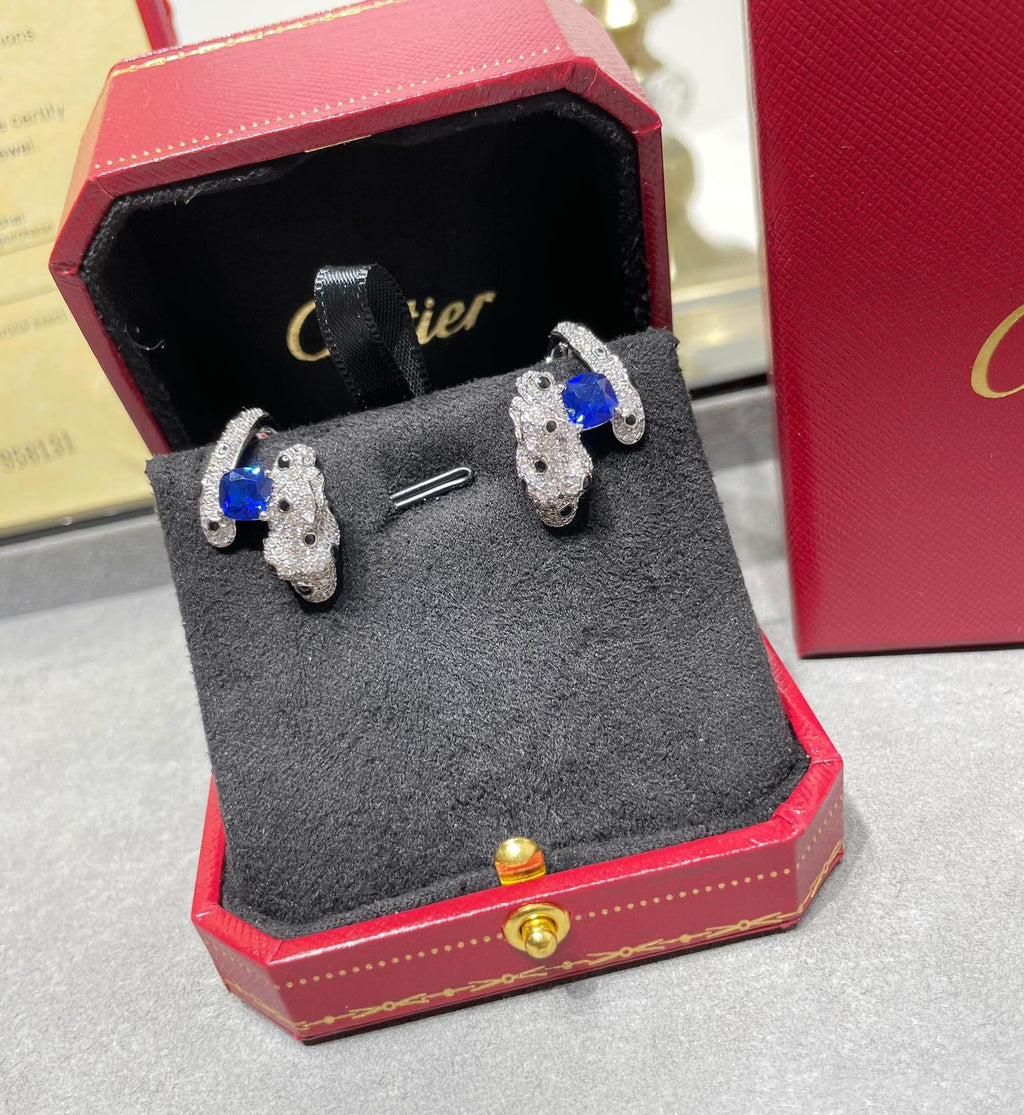 CARTIER PANTHERE DE CARTI BLUE DIAMOND EARRINGS