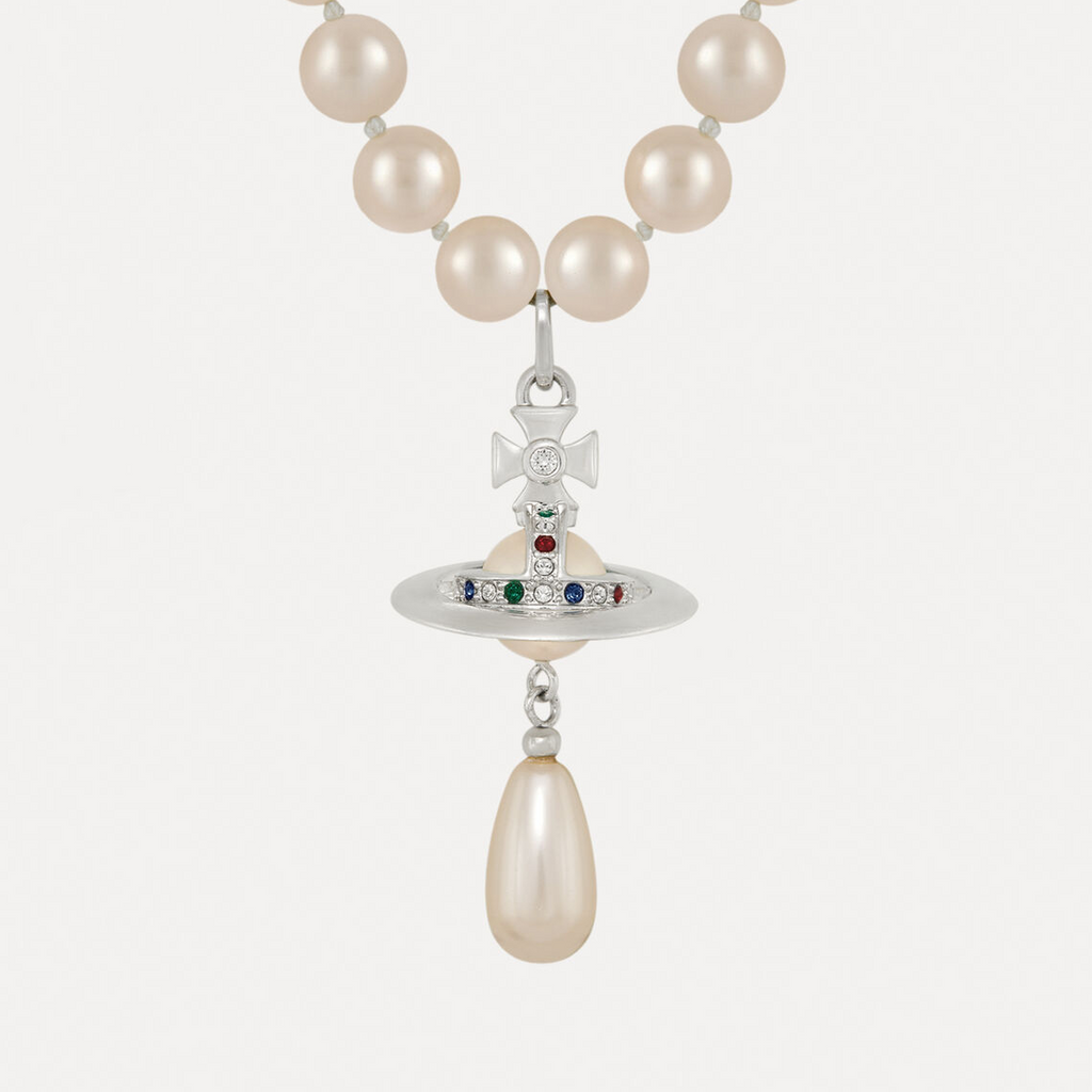 Vivienne Westwood One Row Pearl Drop Choker Necklace Earrings