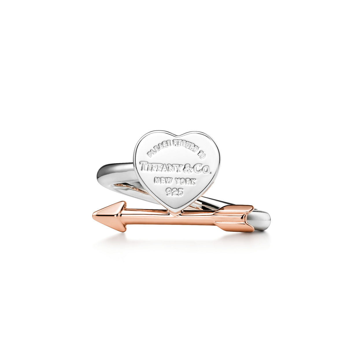 Tiffany Return to Tiffany Lovestruck Heart Tag Ring in Silver and Rose Gold