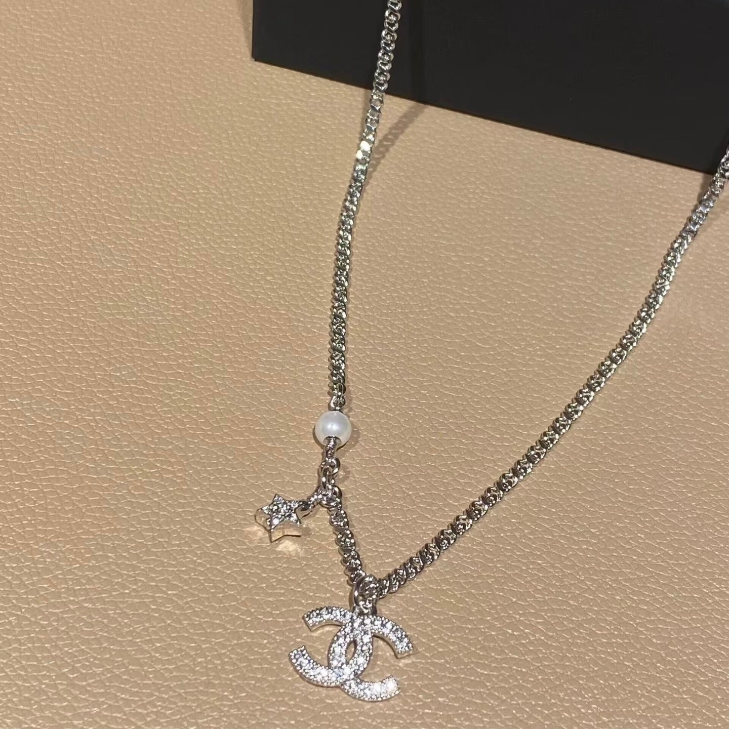 Chanel Silver Star Diamond Necklace Bracelet