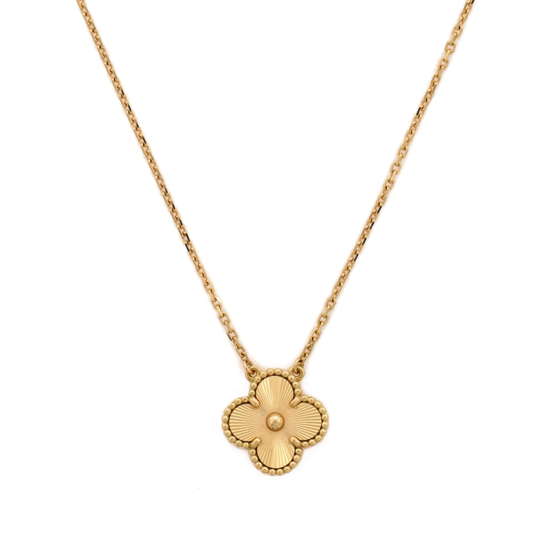 VCA  5 Motifs Bracelet Necklace Earrings Guilloche 18K Yellow Gold