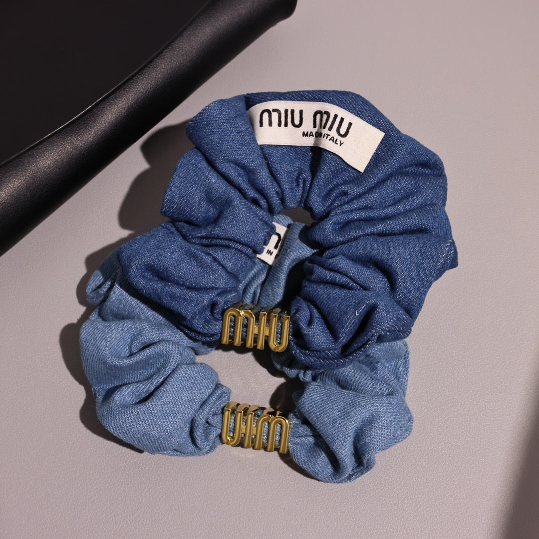 Miu Miu Denim Ponytail Holders