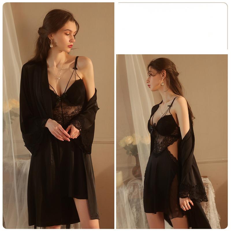 French Lace Sleep Dress with Gown