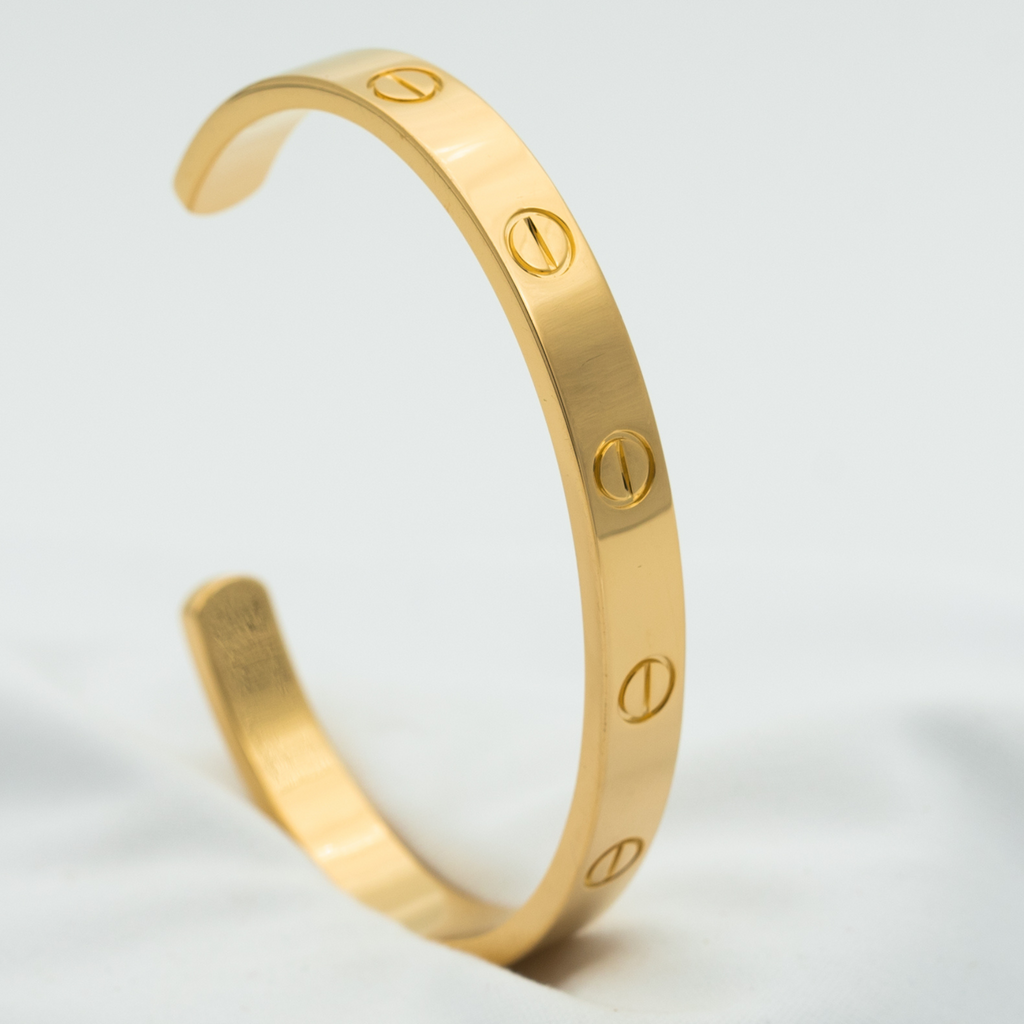 CARTIER LOVE BRACELET 6.1MM OPEN CUFF GOLD