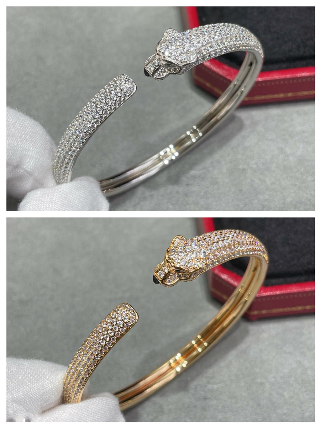 CARTIER PANTHERE FULL DIAMOND OPEN BRACELET